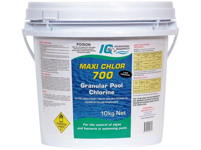 10kg IQ MAXI CHLOR 700 CALCIUM HYPOCHLORITE 