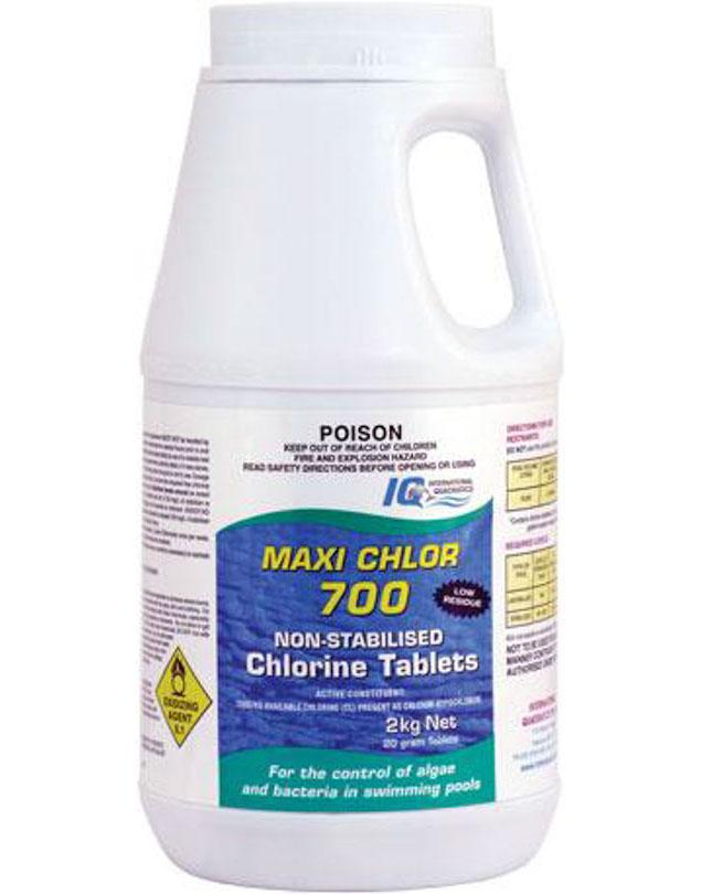 2kg IQ MAXI CHLOR 700 CALCIUM HYPOCHLORITE 